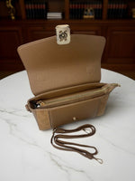 CrossKulture - BlissGrace lightweight brown handbag side view showing long strap