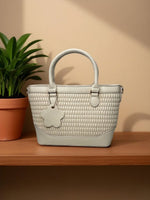 CrossKulture - BlissMagic lightweight white handbag front view placed on a table
