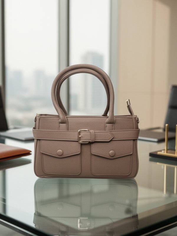 CrossKulture - BlissIcon two front pocket beige handbag front view