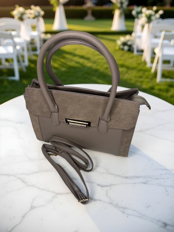 CrossKulture - BlissVibe lightweight grey handbag side view showing long strap