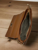 CrossKulture - BlissRadiance brown handbag interior with zip compartment and storage pockets