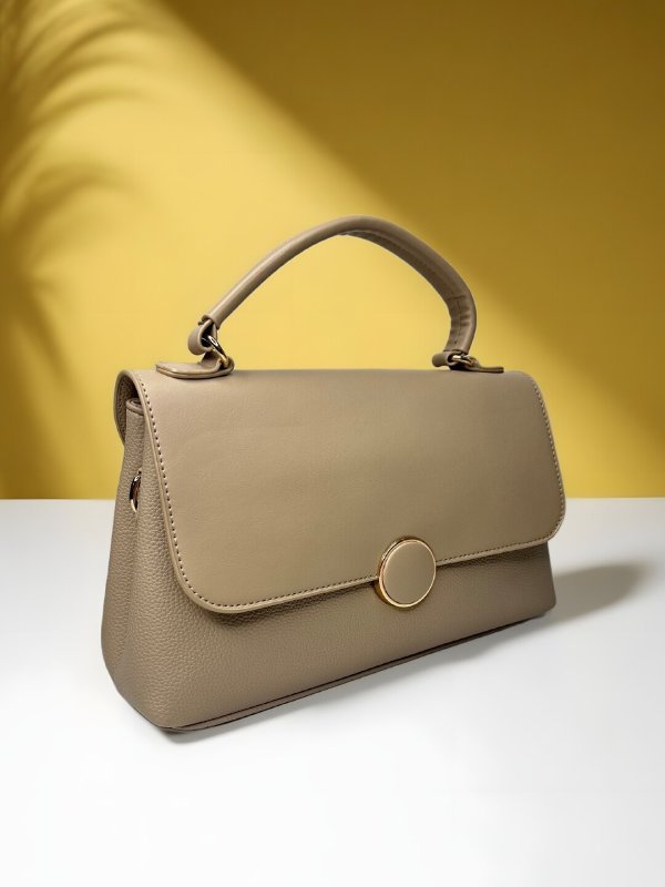 CrossKulture - BlissDelight beige handbag with textured design, side view