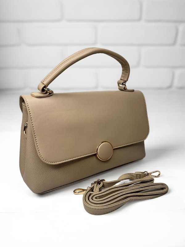 CrossKulture - BlissDelight lightweight beige handbag side view showing long strap