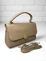 CrossKulture - BlissDelight lightweight beige handbag side view showing long strap