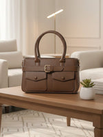 CrossKulture - BlissCharm two front pocket brown handbag front view