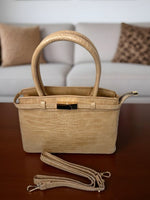 CrossKulture - BlissGlow lightweight beige handbag front view showing long strap