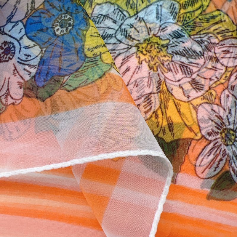 CrossKulture - FieryWind long chiffon scarf pattern detailing view