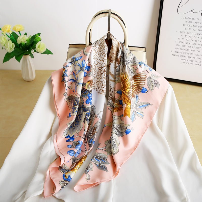 CrossKulture - SpringSong Satin Twill Scarf Square Peach front view