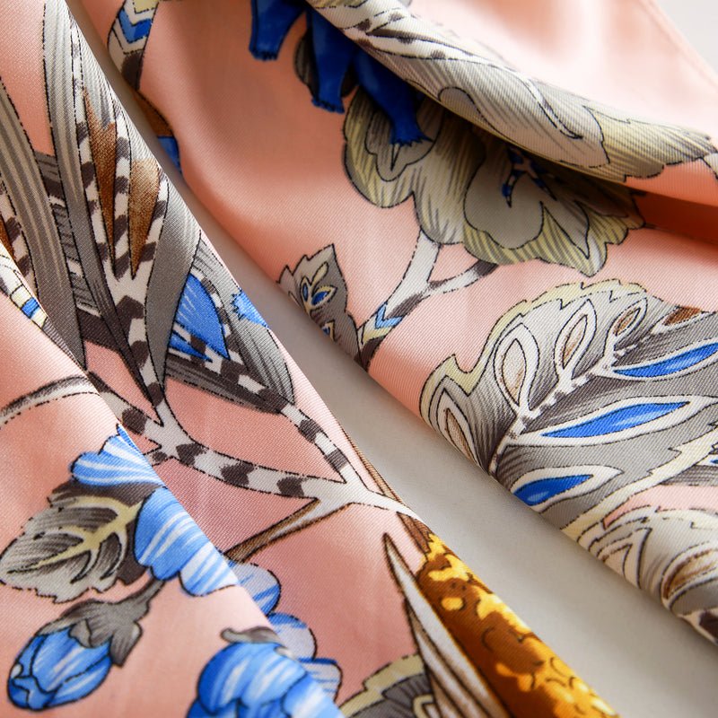 CrossKulture - SpringSong Satin Twill Scarf Square Peach neck view