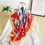 CrossKulture - VibrantSpark satin scarf styled on hanger view