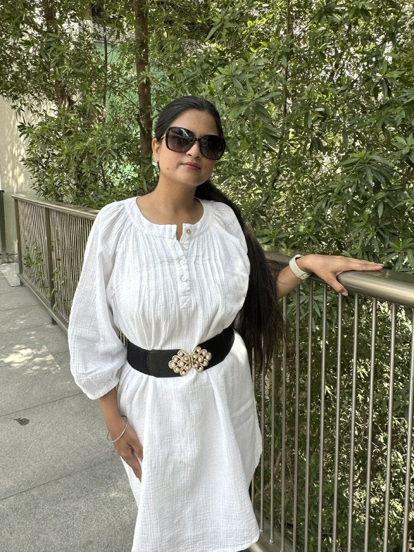 PearlClasp Black Broad Elastic Women Belt