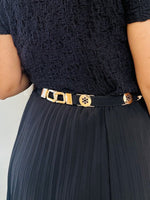 GlamHide Golden Black Women Leather Belt