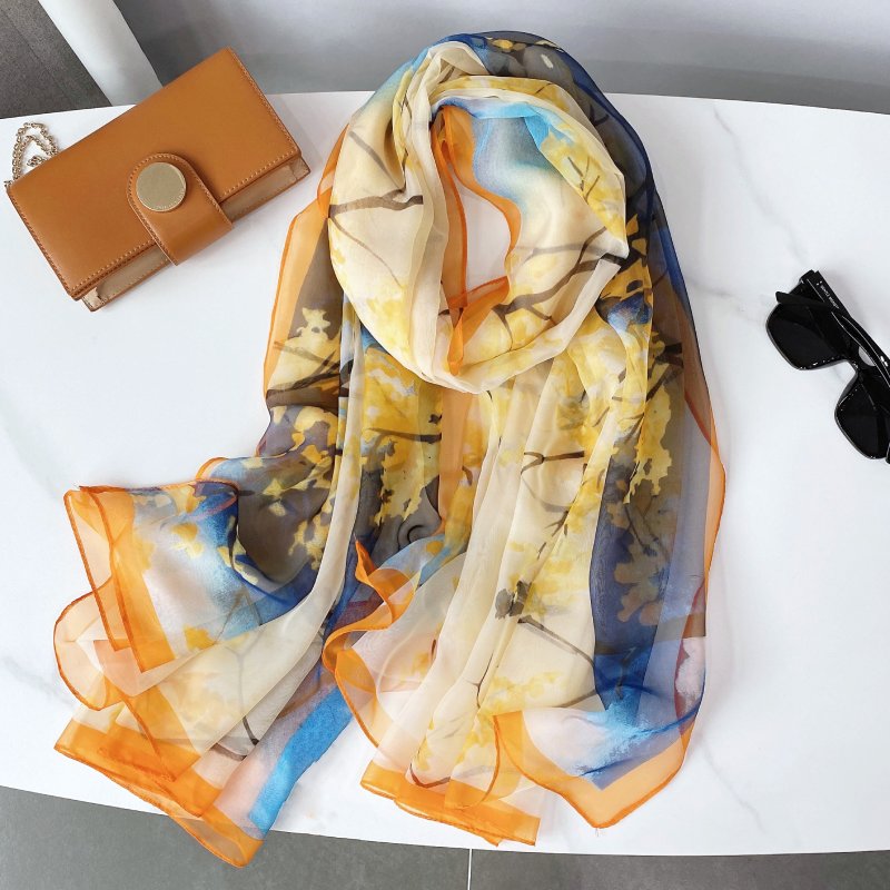 ChicBreeze Long Chiffon Scarf Yellow