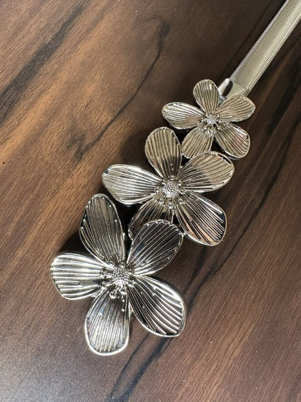 ChromeLoop Silver Women Metal Stretchable Belt