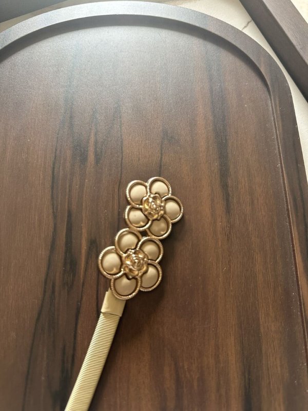 CreamBand Beige Women Metal Stretchable Belt