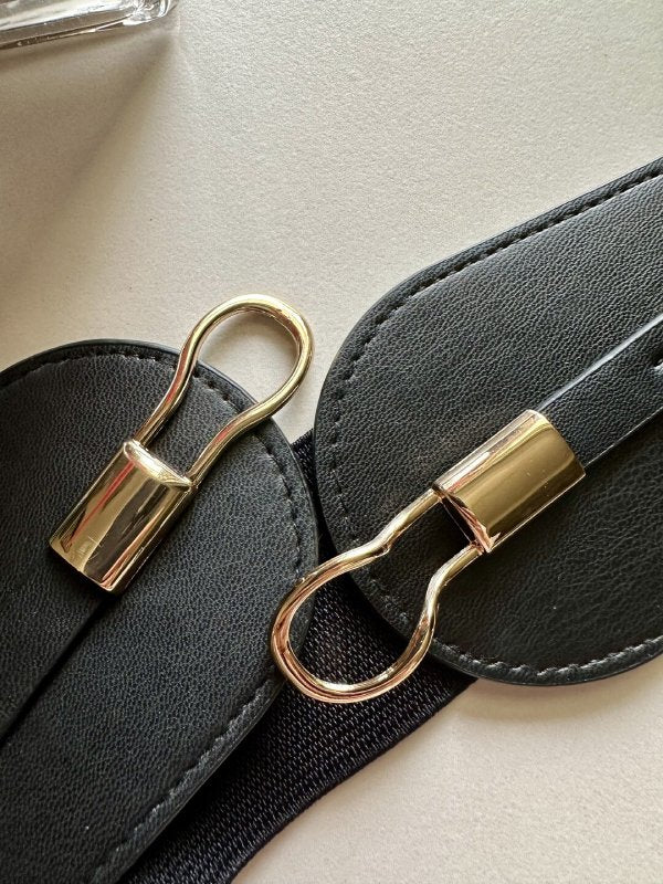 StarlitClasp Brown Broad Elastic Women Belt