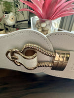 OrnateClasp white Broad Elastic Women Belt