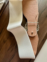 CrystalClasp White Broad Elastic Women Belt