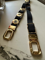 GlamHide Golden Black Women Leather Belt