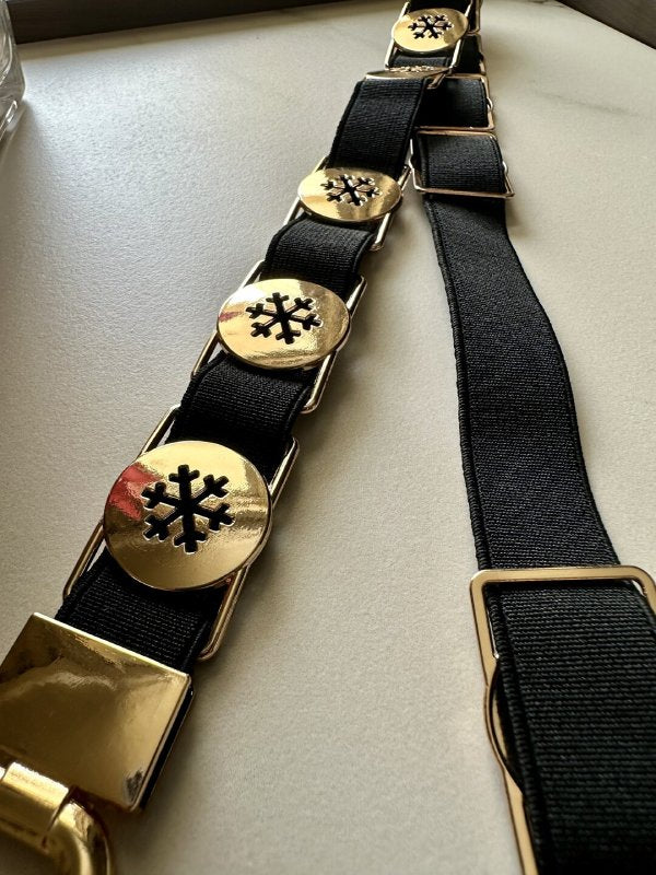 GlamHide Golden Black Women Leather Belt