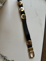 GlamHide Golden Black Women Leather Belt