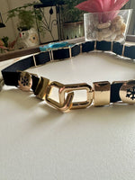 ShimmerHide Golden Black Women Leather Belt