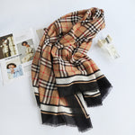 PrintedPoetry Square Viscose Cotton Scarf Brown