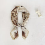 CrossKulture - EspressoBloom short satin scarf with knot style view