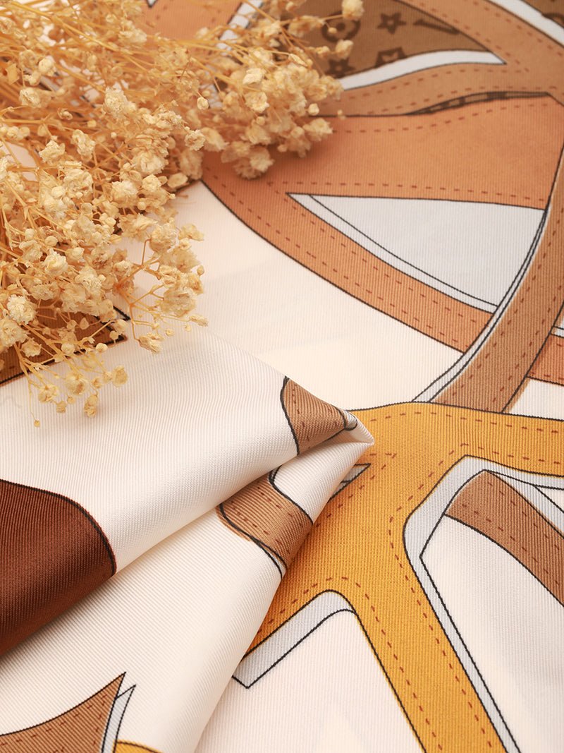 CrossKulture - SandDune Satin Twill Scarf Square Brown fabric detailing view