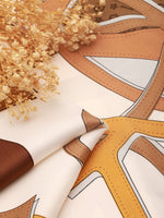 CrossKulture - SandDune Satin Twill Scarf Square Brown fabric detailing view
