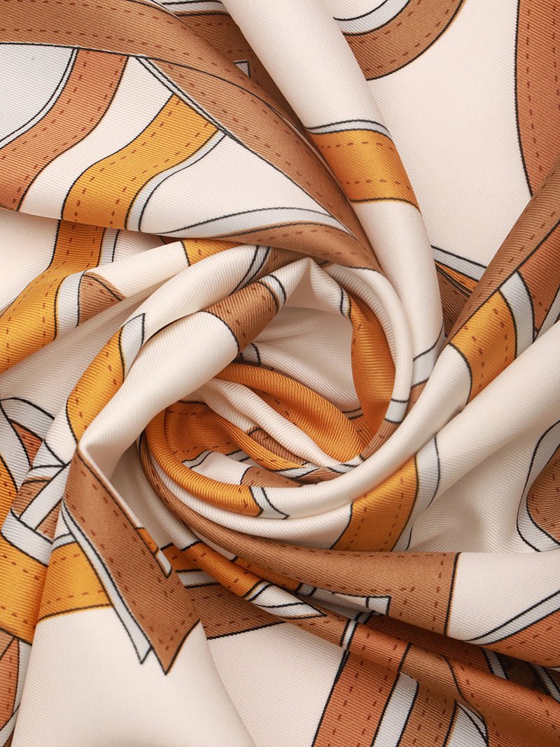 CrossKulture - SandDune Satin Twill Scarf Square Brown fabric detailing view