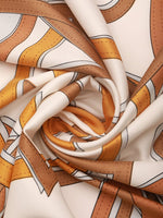 CrossKulture - SandDune Satin Twill Scarf Square Brown fabric detailing view