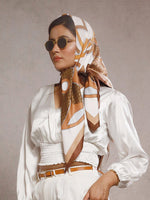 CrossKulture - SandDune Satin Twill Scarf Square Brown front model view