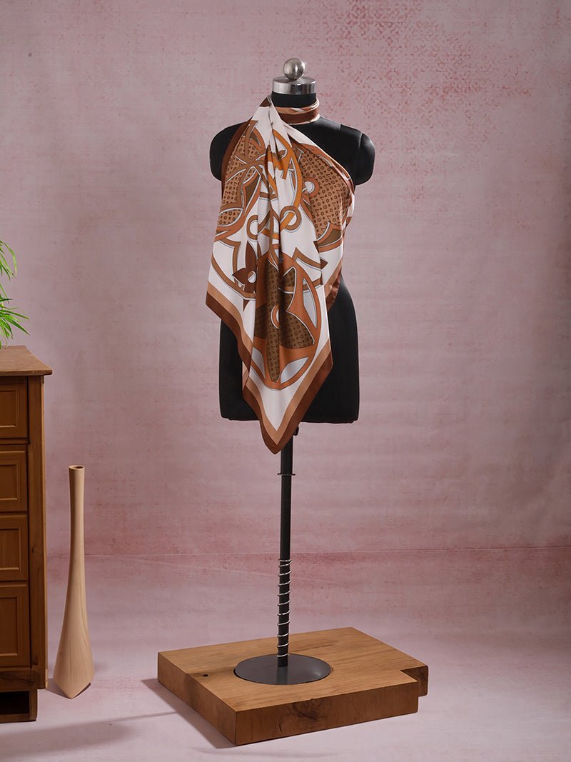 CrossKulture - SandDune Satin Twill Scarf Square Brown mannequin view