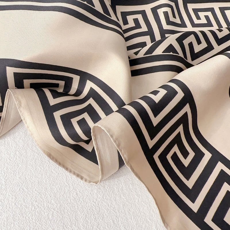 CrossKulture - SilkyLatte Satin Twill Scarf Square Beige edge view