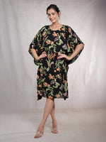 FloralEclipse - Women's Viscose Crepe Kaftan Dress (L-42")