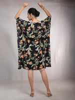 CrossKulture - FloralEclipse - Women's Viscose Crepe Kaftan Dress back view