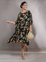 CrossKulture - FloralEclipse - Women's Viscose Crepe Kaftan Dress front view