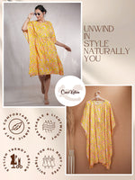 SunlitBloom - Women's Cotton Linen Feel Kaftan Dress (L-42")