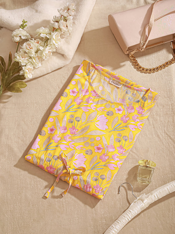 SunlitBloom - Women's Cotton Linen Feel Kaftan Dress (L-42")