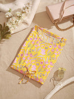 CrossKulture - SunlitBloom - Women's Cotton Linen Feel Kaftan Dress folded view