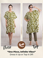 CrossKulture - SageStamps - Women's Cotton Linen Feel Kaftan Dress wearing in two different ways