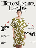 SageStamps - Women's Cotton Linen Feel Kaftan Dress (L-42")