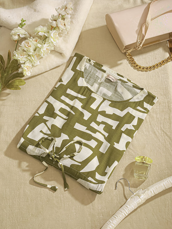 SageStamps - Women's Cotton Linen Feel Kaftan Dress (L-42")