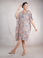CrossKulture - WhimPaisley - Women's Cotton Linen Feel Kaftan Dress front view