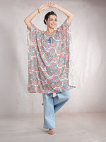 CrossKulture - WhimPaisley - Women's Cotton Linen Feel Kaftan Dress front view
