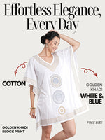GoldenCalm - Women's Cotton Kaftan Dress (L-36")