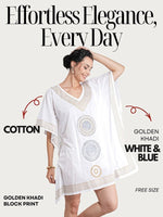 CrossKulture - GoldenCalm - Women's Cotton Kaftan Dress infographic image