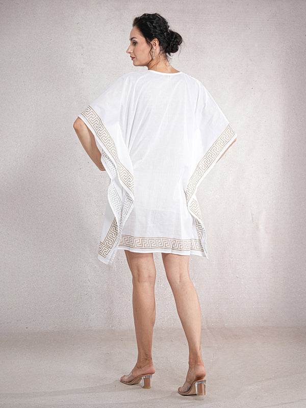 GoldenCalm - Women's Cotton Kaftan Dress (L-36")