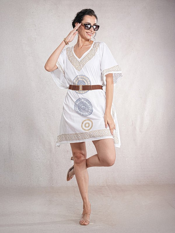 CrossKulture - GoldenCalm - Women's Cotton Kaftan Dress front view